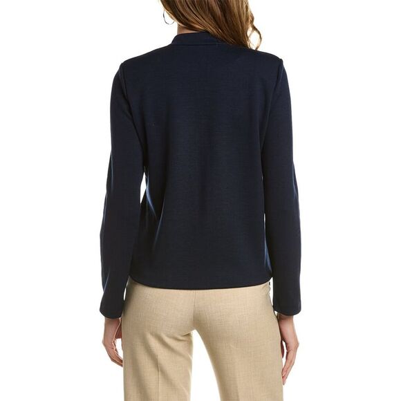 St. John Womens  Milano Knit Wool-Blend Jacket, Blue - Picture 2 of 3
